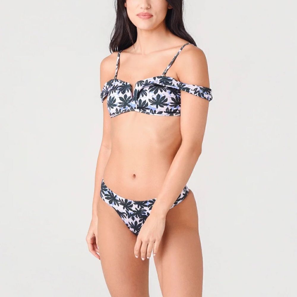 NEW Alexandra Miro Bikini Lola Top Tanga Bottom Palm Pink Blue Small - Picture 2 of 11